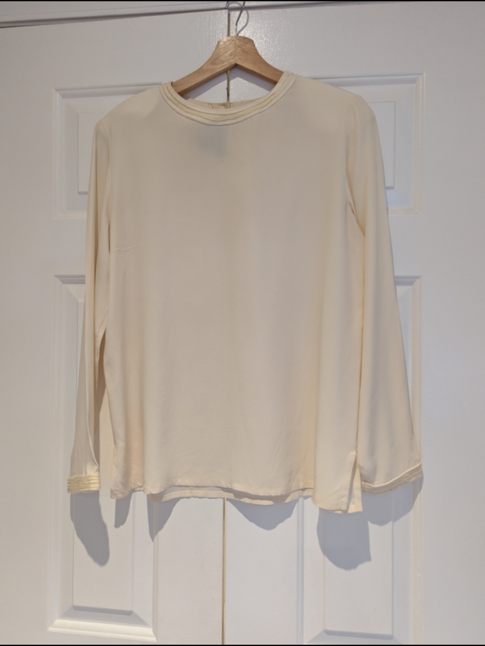 Vintage Rafaella Silk Long Sleeve Ivory Cream Blouse Quiet Luxury Minimalist S